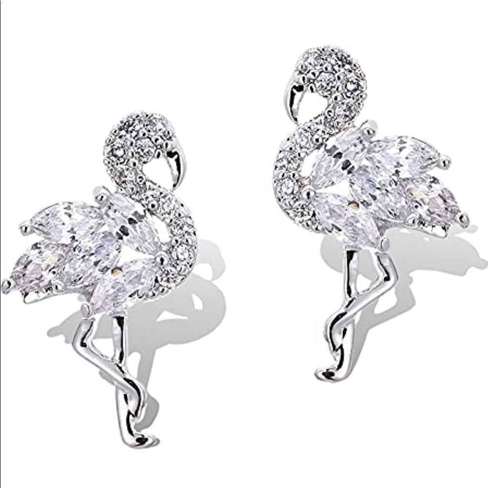 Flamingo Earrings Sterling Silver 925 Studs Tiny